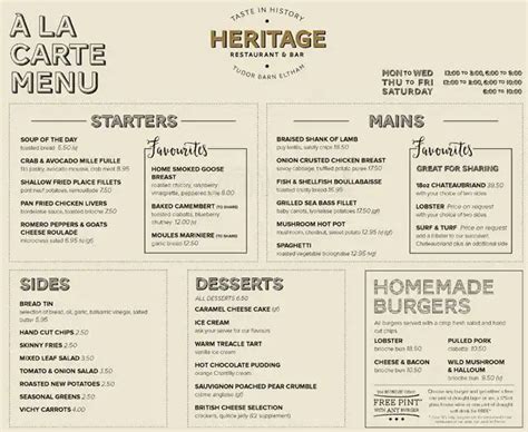 tudor barn menu